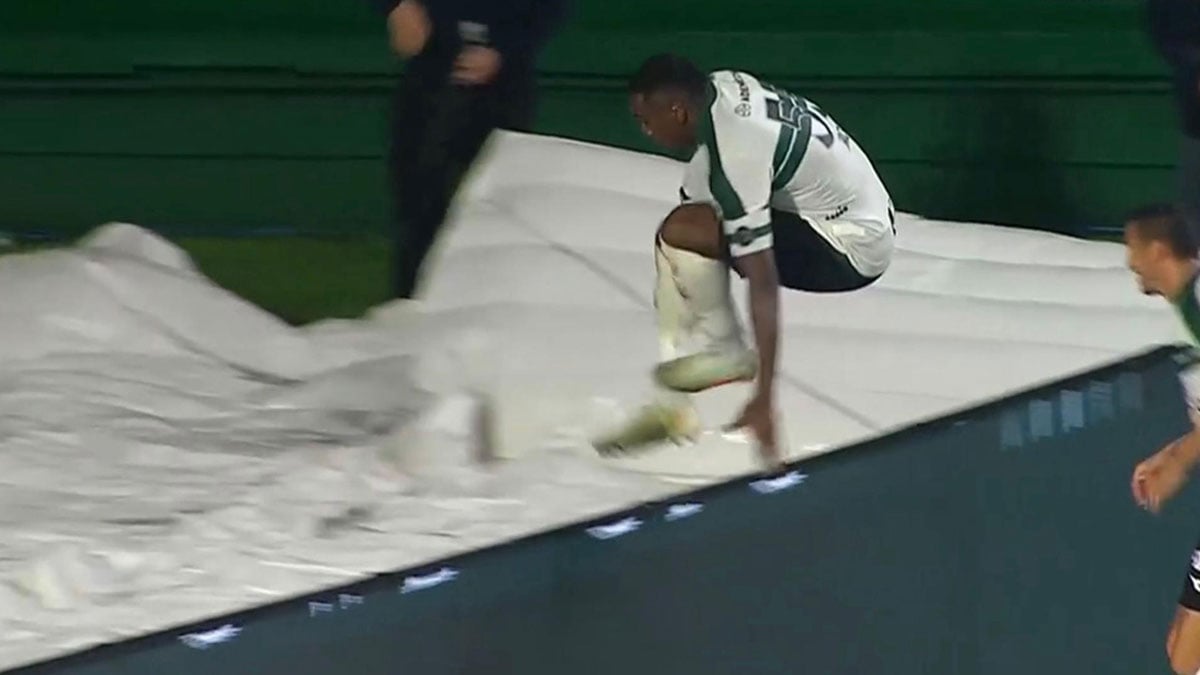 WATCH: Brazilian soccer player falls into tunnel while celebrating goal