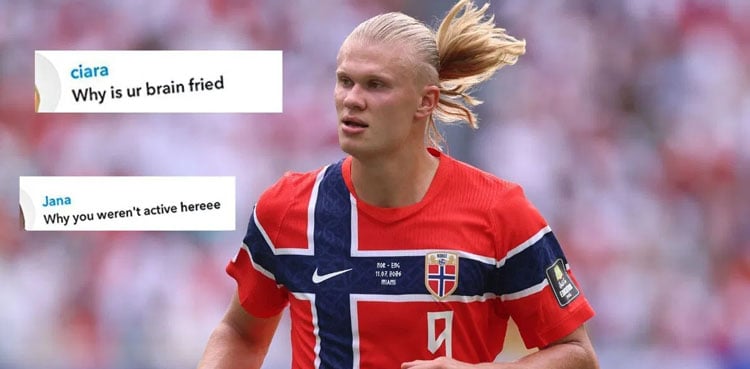 Erling Haaland responds to fan on Snapchat after “brain fried” comment during World Cup 2026