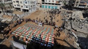 Gazans bury nearly a whole clan found in rubble in mass funeral for 112